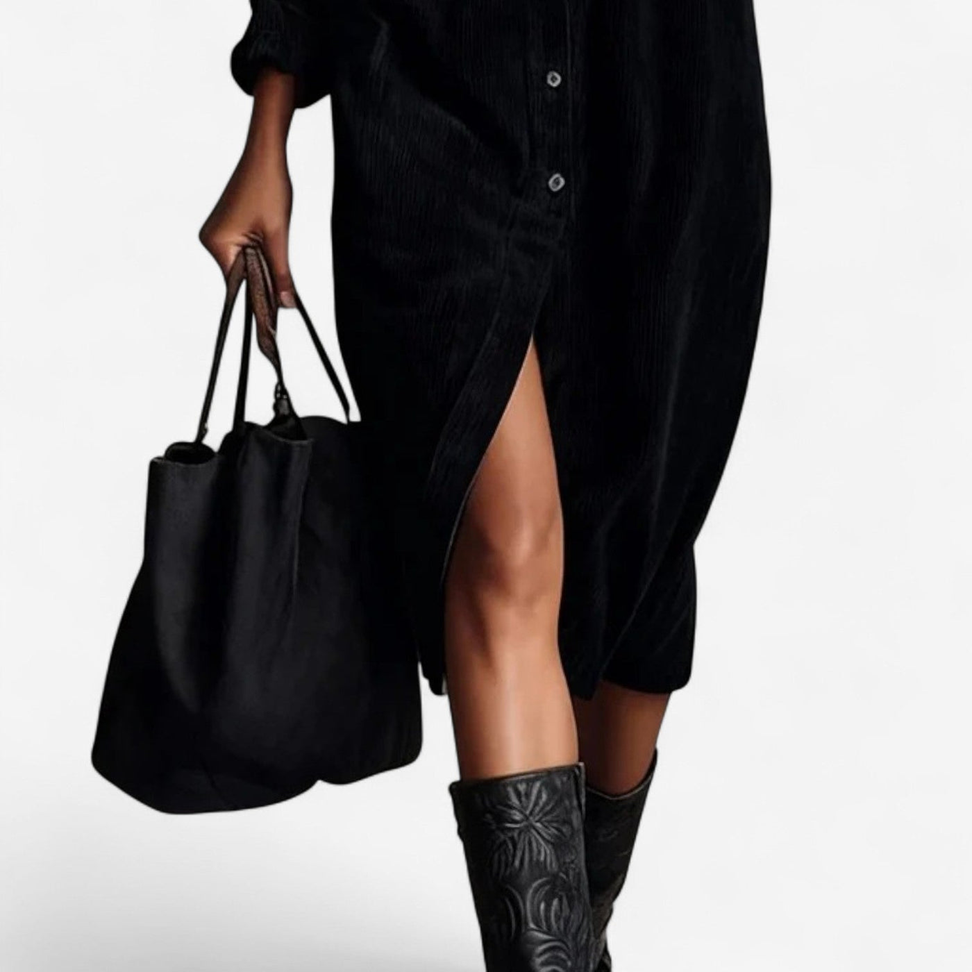 Sarah | Rochie midi din catifea pufoasă