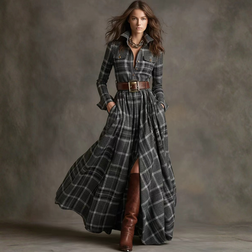 Sarah | Maxi cu Model în Carouri Timpurii