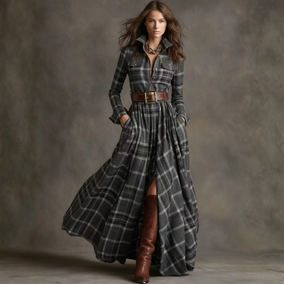 Sarah | Maxi cu Model în Carouri Timpurii