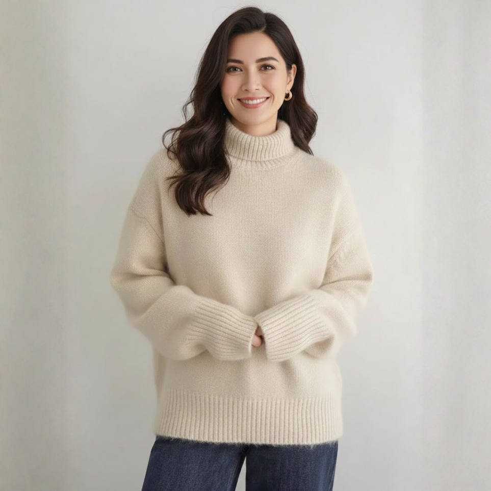 Amina | Pulover elegant din cașmir cu guler înalt
