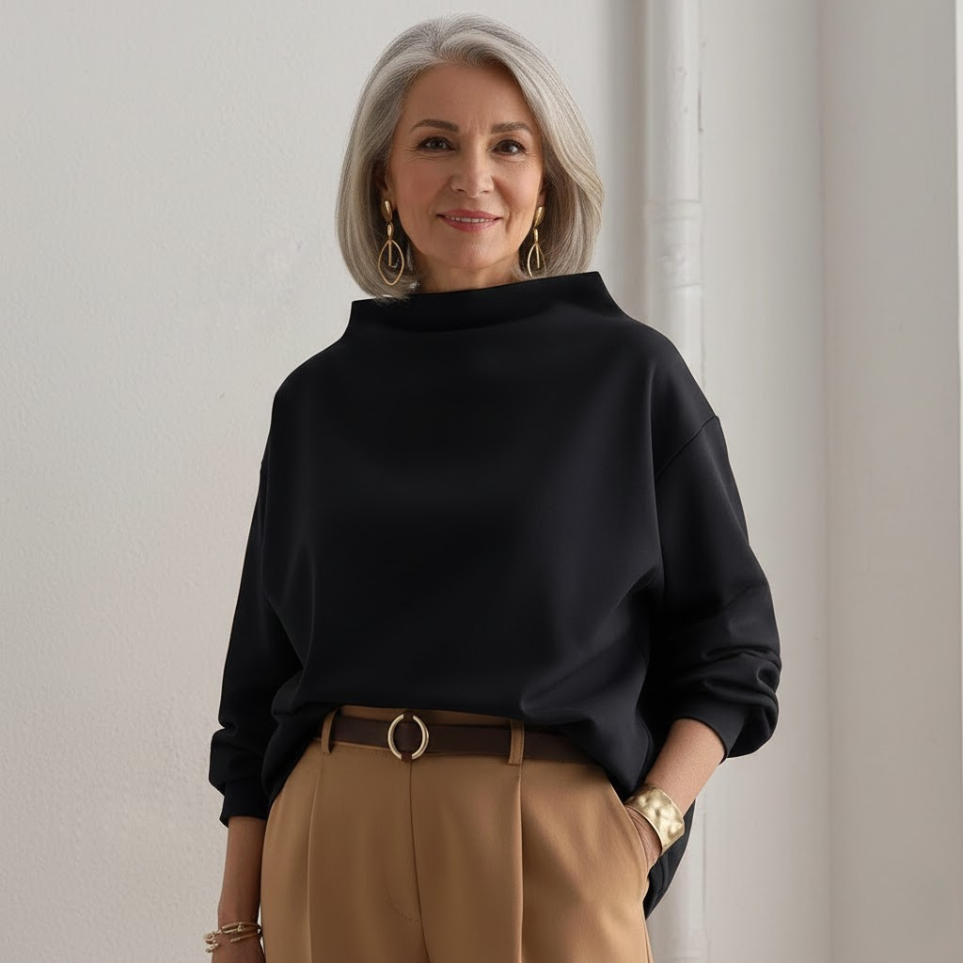 Amina | Top elegant cu guler înalt