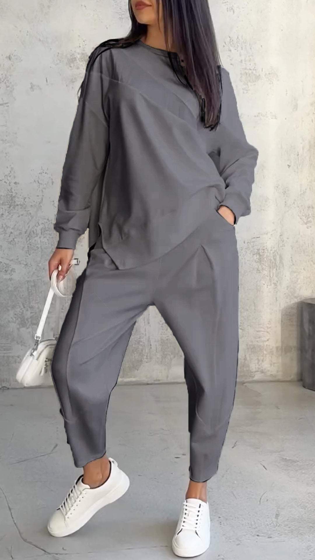 Babette | Set două piese cu decolteu rotund și mâneci lungi