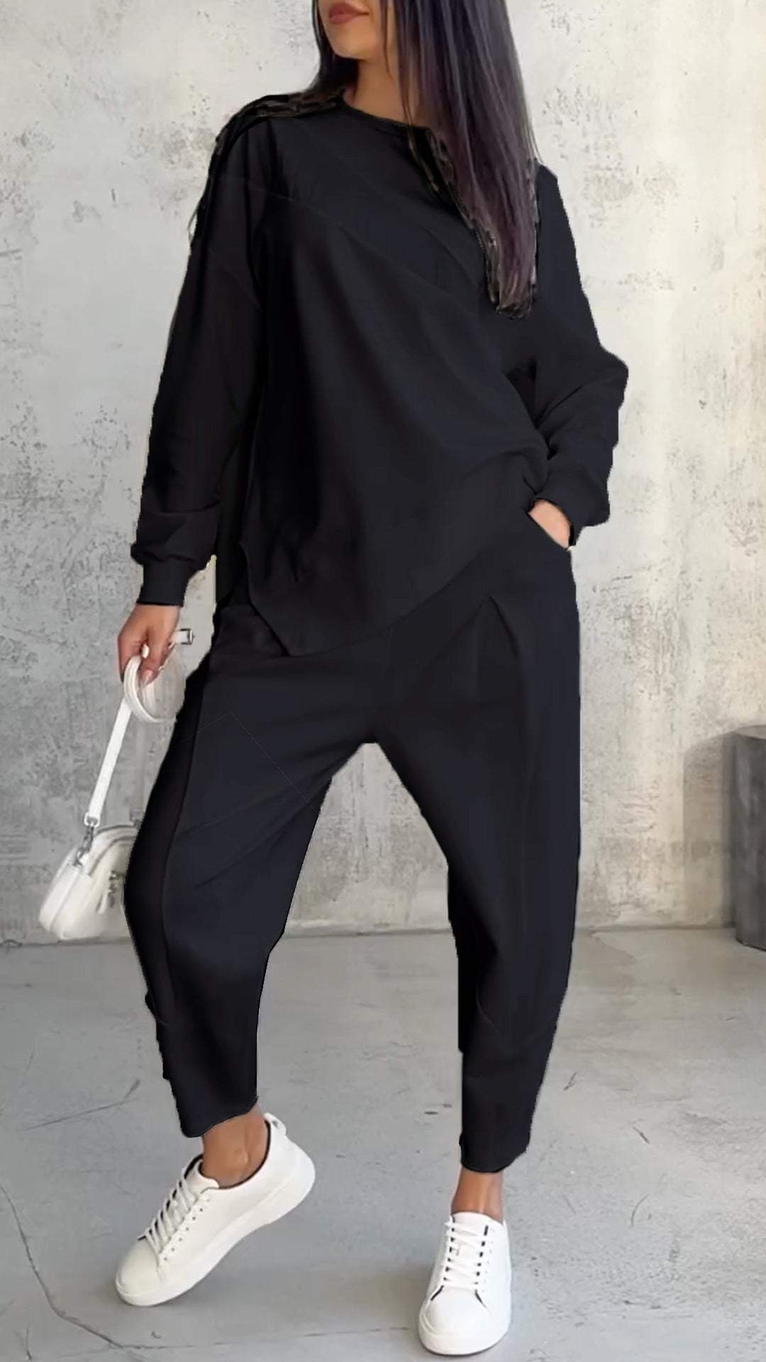 Babette | Set două piese cu decolteu rotund și mâneci lungi