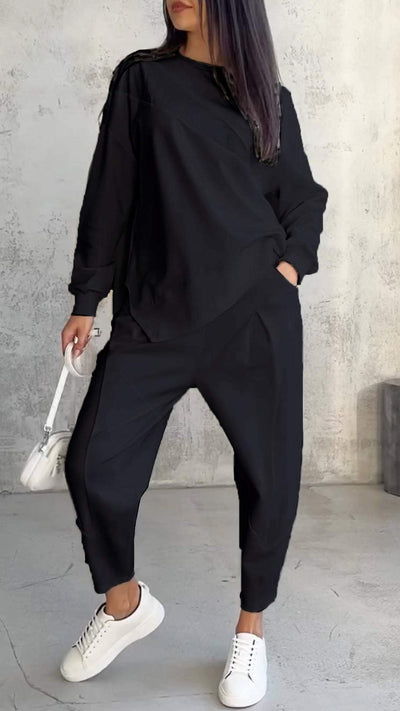 Babette | Set două piese cu decolteu rotund și mâneci lungi